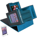 AFIING MTG Deck Box for Commander DisplayCard Deck box Fit 100 Double-Sleeved CardsMTG Card Storage Box with 35pt Magnetic Card Brick and Dice Tray with Dice Tower (Cyan-Blue)