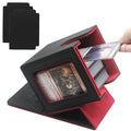 MTG Deck Box for Commander DisplayCard Deck Box Holds 100 Double Sleeved Cards PU Leather Trading Card Storage Box for TCG with 2 Dividers (Black&Red)