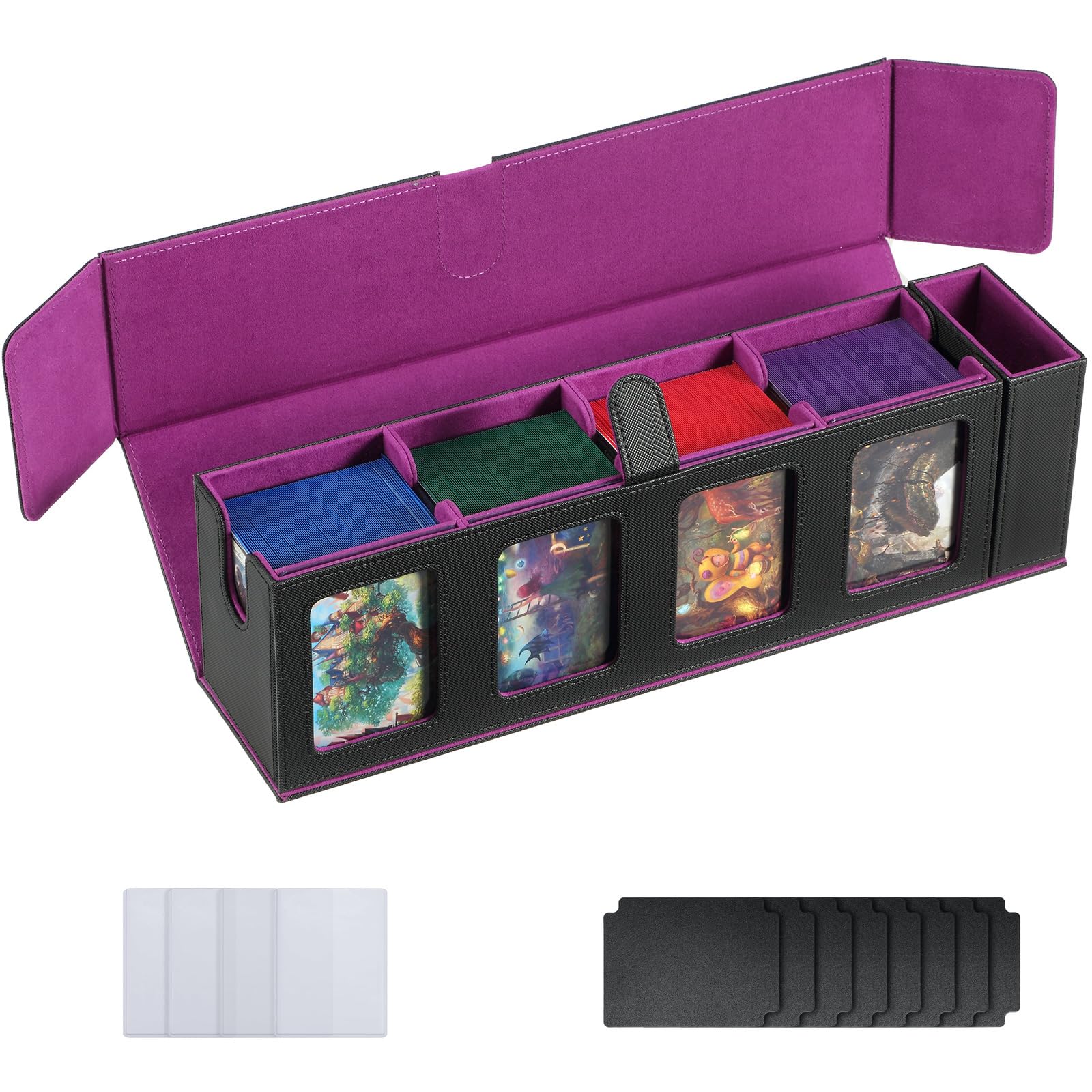 WPGEAR Trading Card Deck Case for 840 Cards Storage Box with Display Windows for MTG Commander PTCG Sport Cards and Other Trading Card Games - Purple